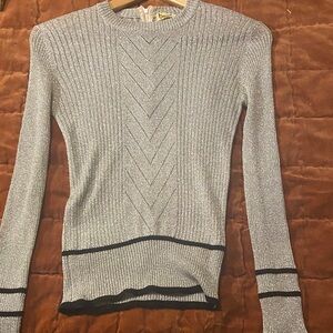 True vintage silver Ribbed Women's Sweater